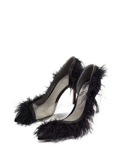 Pre-owned Gina Feather-trim D'orsay Pumps In Black