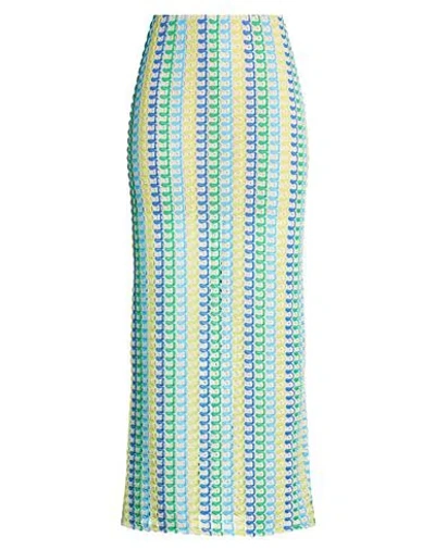 Gina Gorgeous Woman Maxi Skirt Lime Green Size 6 Polyester In Multi