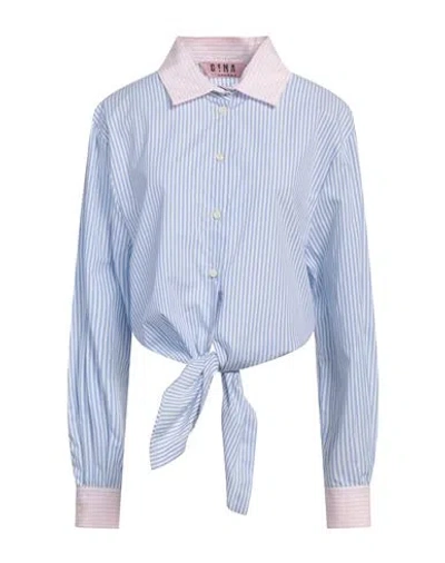 Gina Gorgeous Woman Shirt Sky Blue Size 6 Cotton
