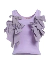 Gina Gorgeous Woman Tank Top Lilac Size M Cotton, Viscose In Purple