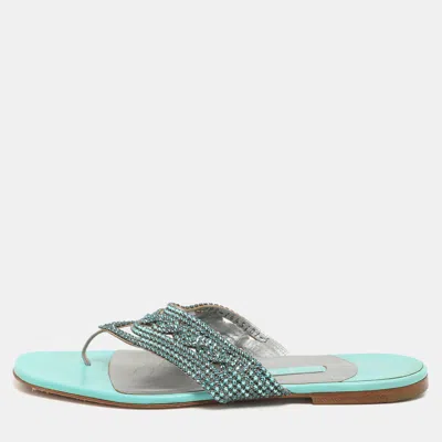 Gina Green Crystals Embellished Thong Flats