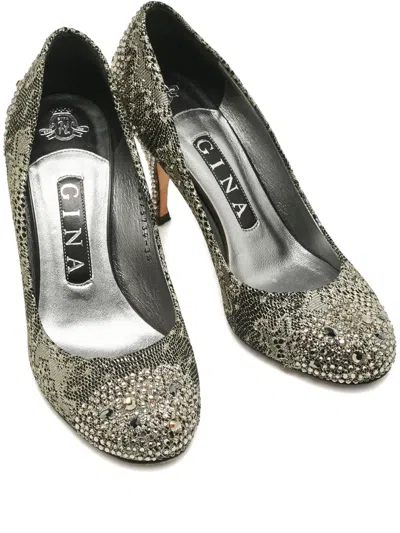 Pre-owned Gina Lace-detail Pumps In Black