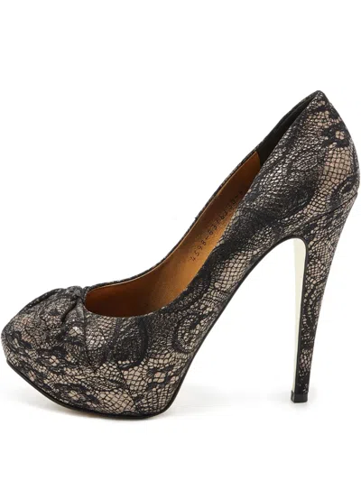Pre-owned Gina Lace-embroidered Platform Heels