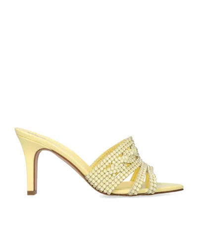 Gina Leather Embellished Lausanne Mules 85 In Yellow