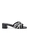 Gina Leather Embellished Roma Heeled Mules 35 In Silver