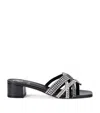 Gina Leather Embellished Roma Heeled Mules 35 In Silver