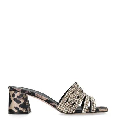 Gina Leather Embellished Utah Heeled Mules 50 In Brown