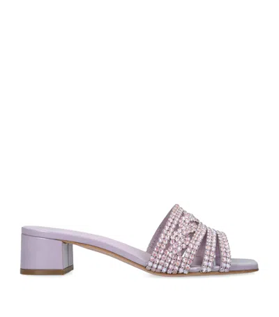Gina Leather Emebellished Oregon Mules 35 In Purple