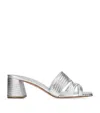 Gina Lugano Heeled Mules 50 In Silver