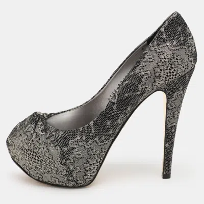 Gina Metallic Lace Platform Pumps In Black