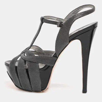 Gina Metallic Textured Leather Ankle Strap Platform Sandals In Multi