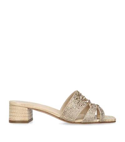 Gina Womens Gold Olympia Crystal-embellished Leather Sandals