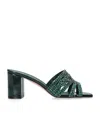 Gina Patent Leather Embellished Maine Mules 70 In Green