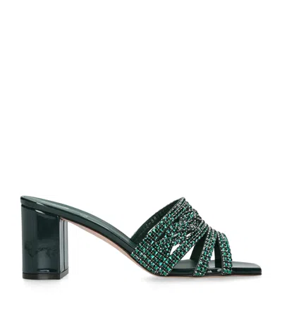 Gina Patent Leather Embellished Maine Mules 70 In Green