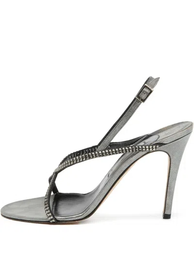 Pre-owned Gina  110mm Rhinestone-embellished Stiletto Sandals