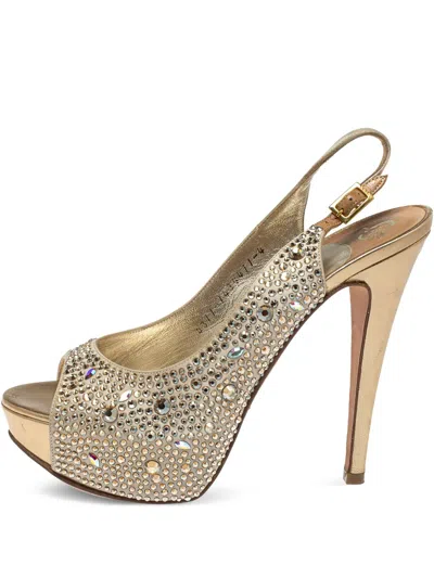 Pre-owned Gina  125mm Crystal-embellished Platform Sandals