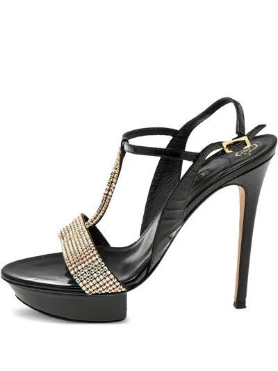 Pre-owned Gina  135mm Rhinestone-embellished Sandals