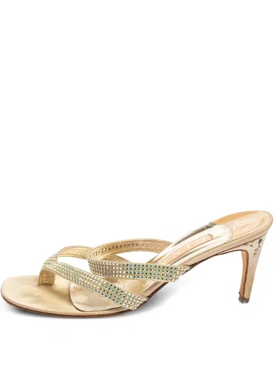 Pre-owned Gina  75mm Crystal-embellished Sandals