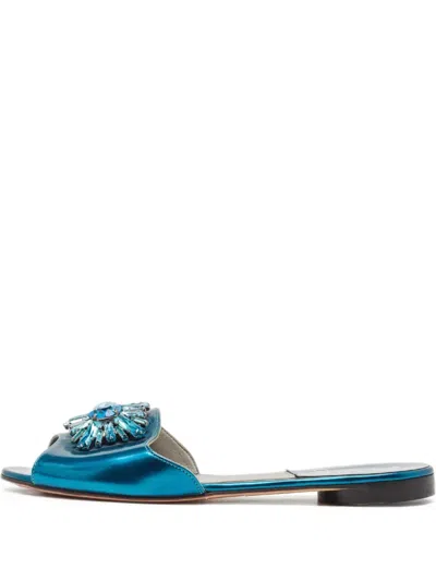 Pre-owned Gina  Crystal-embellished Flat Sandals
