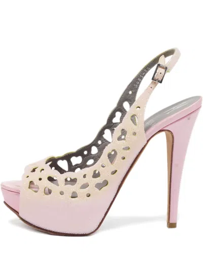 Pre-owned Gina  130mm Platform Sandals In Neutral