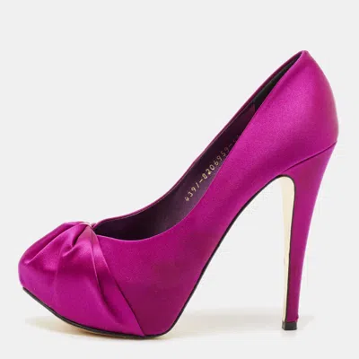 Gina Purple Satin Claire Platform Pumps