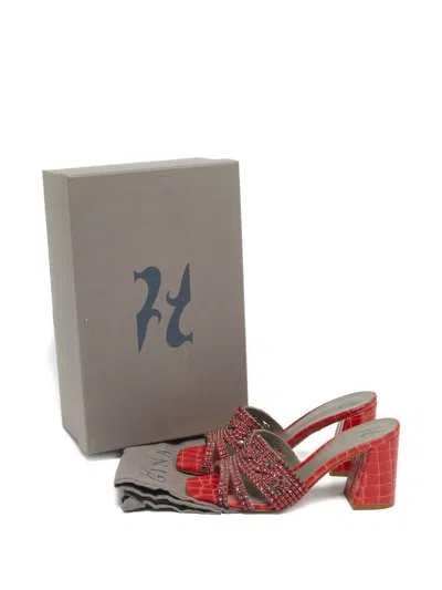 Pre-owned Gina Rodeo Mules In Red