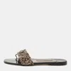Gina Silver Leather Crystal Embellished Aurora Thong Flat Slides In Neutral