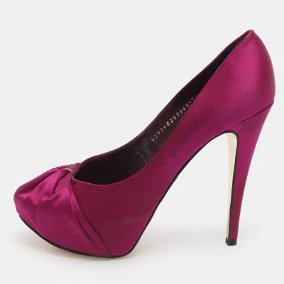 Gina Size 40.5 Purple Satin Platform Pumps