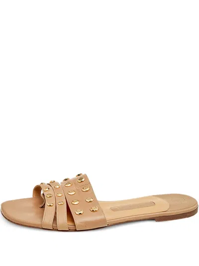 Pre-owned Gina Stud-detailiing Flat Sandals