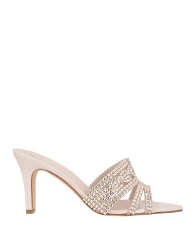 Gina Woman Sandals Blush Size 7.5 Leather, Swarovski Crystal In Pink
