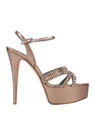 Gina Woman Sandals Bronze Size 6 Leather In Brown