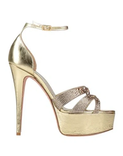 Gina Woman Sandals Gold Size 8 Textile Fibers