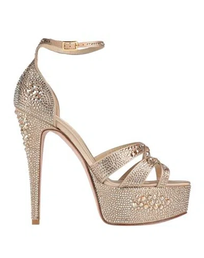 Gina Woman Sandals Gold Size 8 Textile Fibers