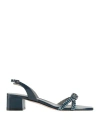 Gina Woman Sandals Navy Size 7 Leather In Navy