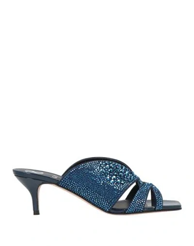 Gina Woman Sandals Navy Size 8 Textile Fibers In Blue