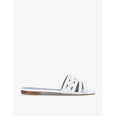 Gina Dakota Crystal-embellished Leather Sandals In White