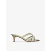 Gina Womens  Montpellier Embellished Patent-leather Heeled Sandals In Green