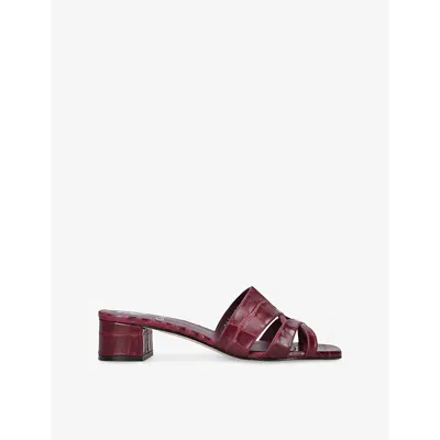 Gina Womens  Montreaux Square-toe Heeled Leather Mules In Red