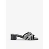 Gina Leather Embellished Roma Heeled Mules 35 In Silver