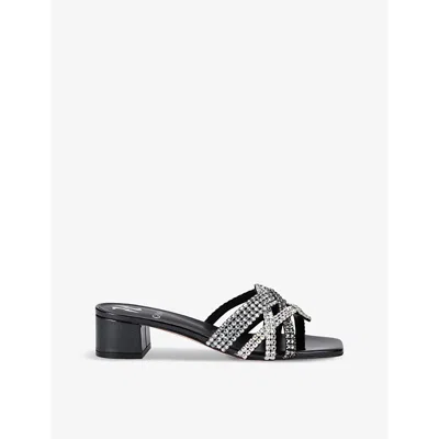 GINA WOMENS SILVER ROMA SWAROVSKI CRYSTAL AND LEATHER HEELED MULES EUR 40.5 / 7.5 UK