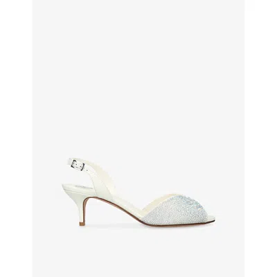 Gina Womens White Arabel Heeled Leather Sling-backs Eur 37 / 4 Uk