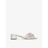 Gina Womens Taylor Crystal-embellished Patent-leather Heeled Sandals Whit In White