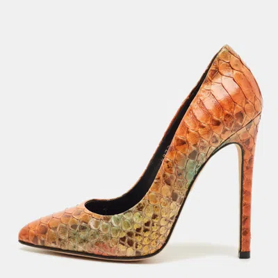 Pre-owned Gina Wynne Jungle Size 37 Multicolor Python Leather Pumps