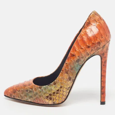 Pre-owned Gina Wynne Size 37 Multicolor Python Leather Pumps