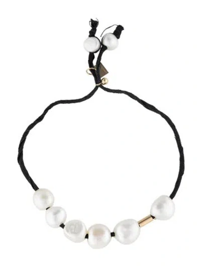 Pre-owned Ginette Ny 14k Pearl Cord Bracelet, 8.75" In Black