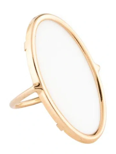 Pre-owned Ginette Ny 18k Chalcedony Ellipse Ring In White