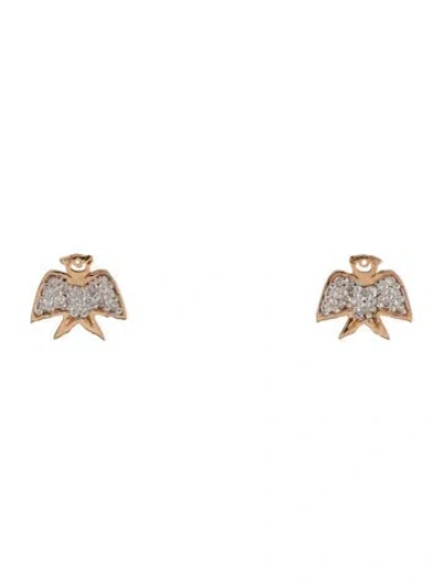 Pre-owned Ginette Ny 18k Diamond Georgia Stud Earrings In Multicolor