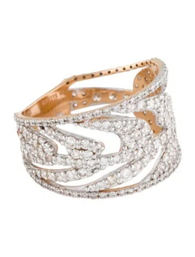 Pre-owned Ginette Ny 18k Diamond Palm Ring In Multicolor