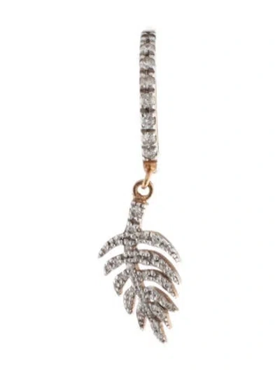 Pre-owned Ginette Ny 18k Diamond Palms Single Hoop Earring In Multicolor