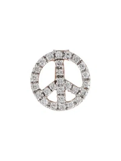 Pre-owned Ginette Ny 18k Diamond Peace & Love Single Stud Earring In Multicolor